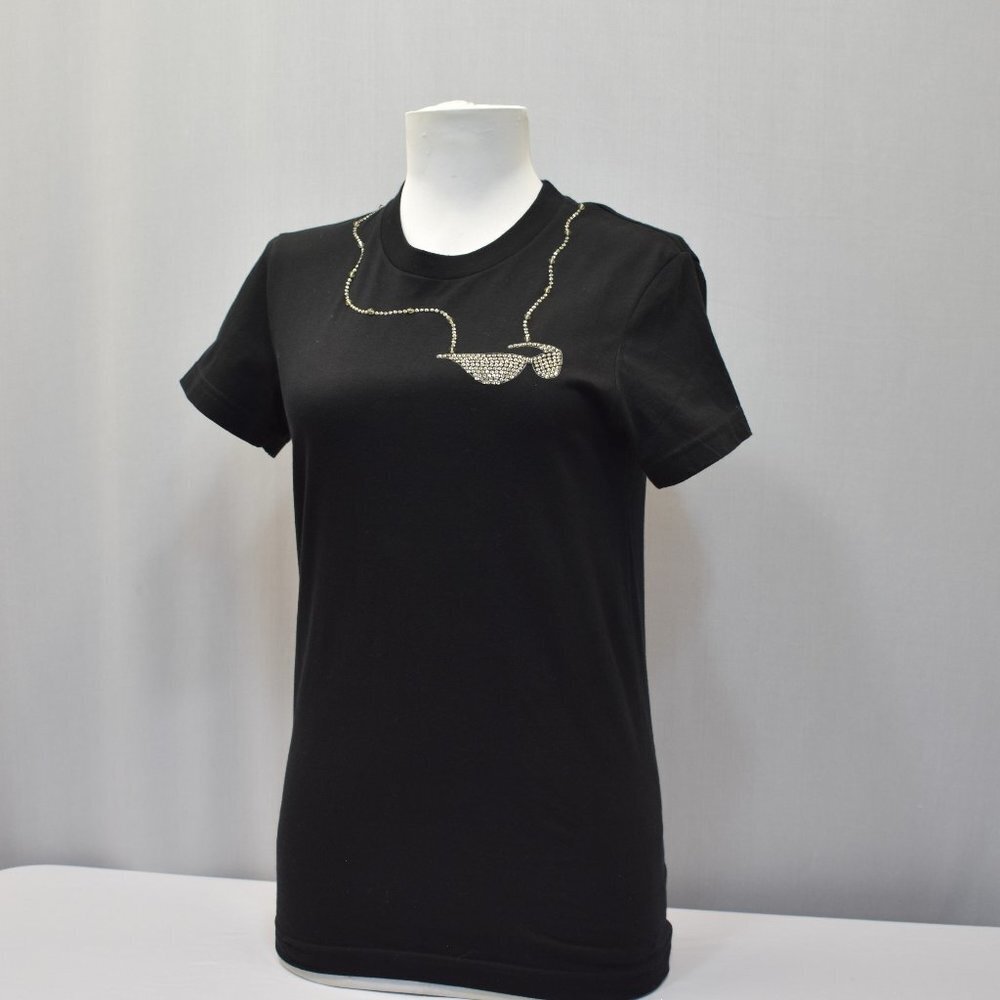 BADLEY MISCHKA black clearβ stone EYEGLASS TEE TOP